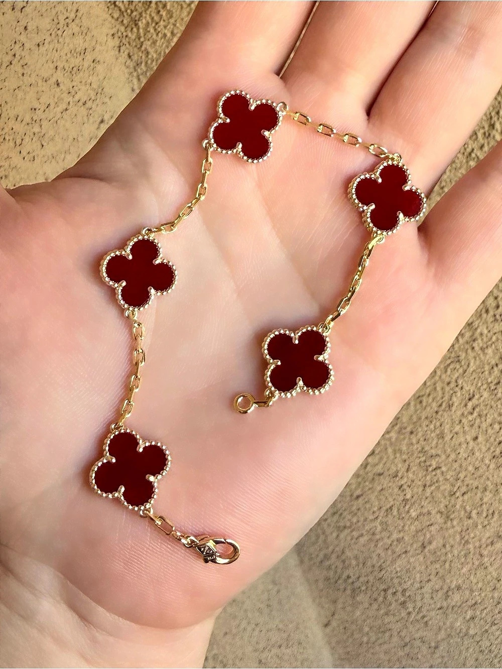 Red Clover Bracelet 18k gold plated